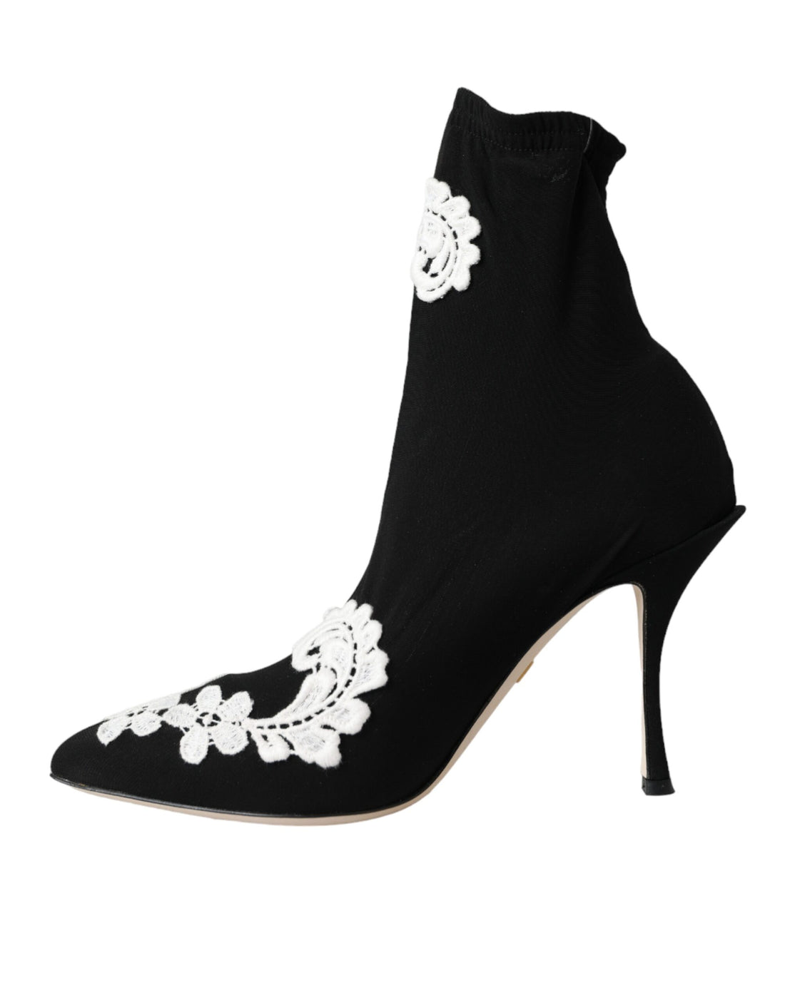 Dolce &amp; Gabbana Dolce &amp; Gabbana Black White Embroidery Slip On Boots Shoes/EU38.5/US8/Black and White