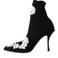 Dolce & Gabbana Dolce & Gabbana Black White Embroidery Slip On Boots Shoes/EU41/US10.5/Black and White