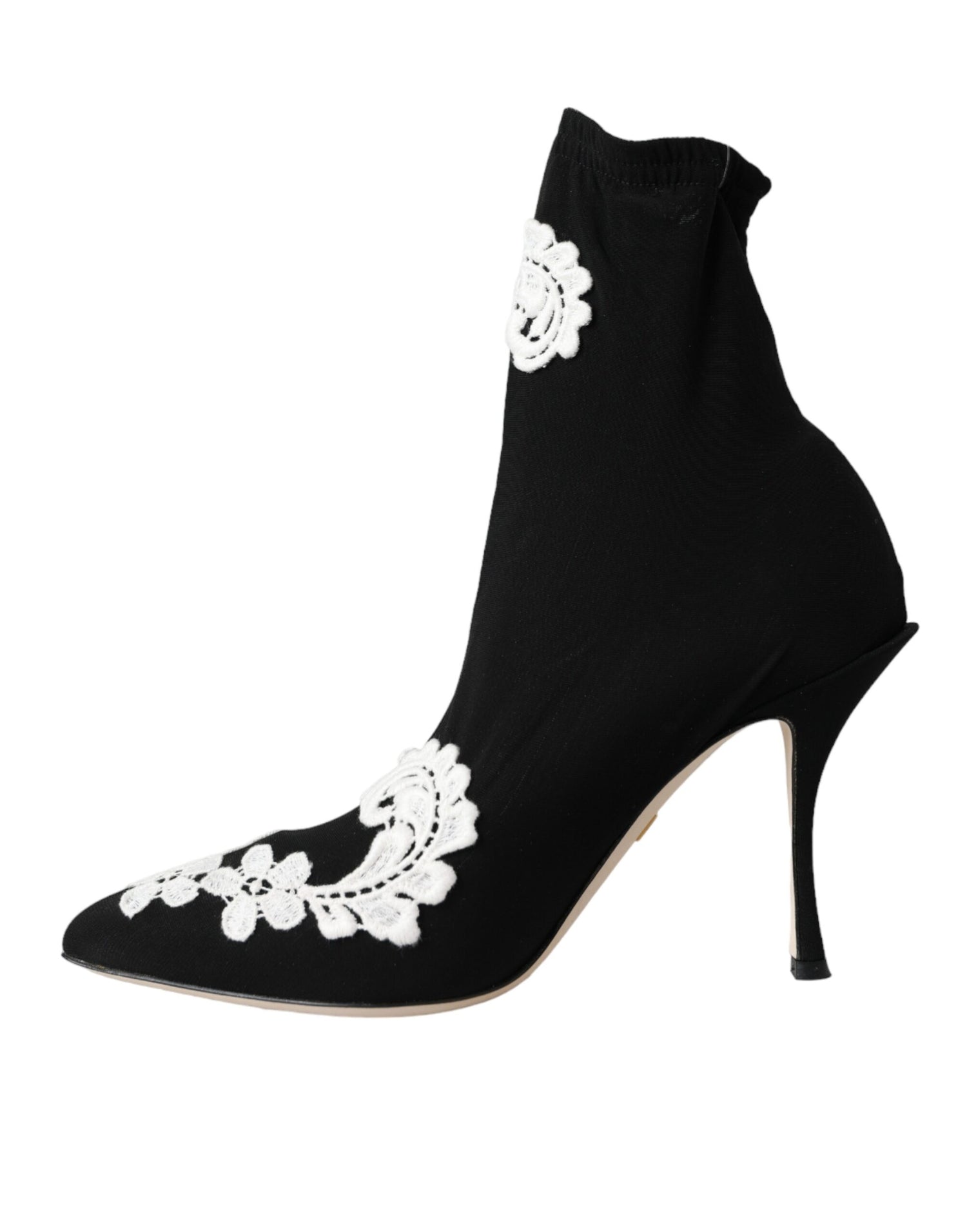 Dolce &amp; Gabbana Dolce &amp; Gabbana Black White Embroidery Slip On Boots Shoes/EU41/US10.5/Black and White