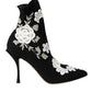 Dolce & Gabbana Dolce & Gabbana Black White Embroidery Slip On Boots Shoes/EU41/US10.5/Black and White