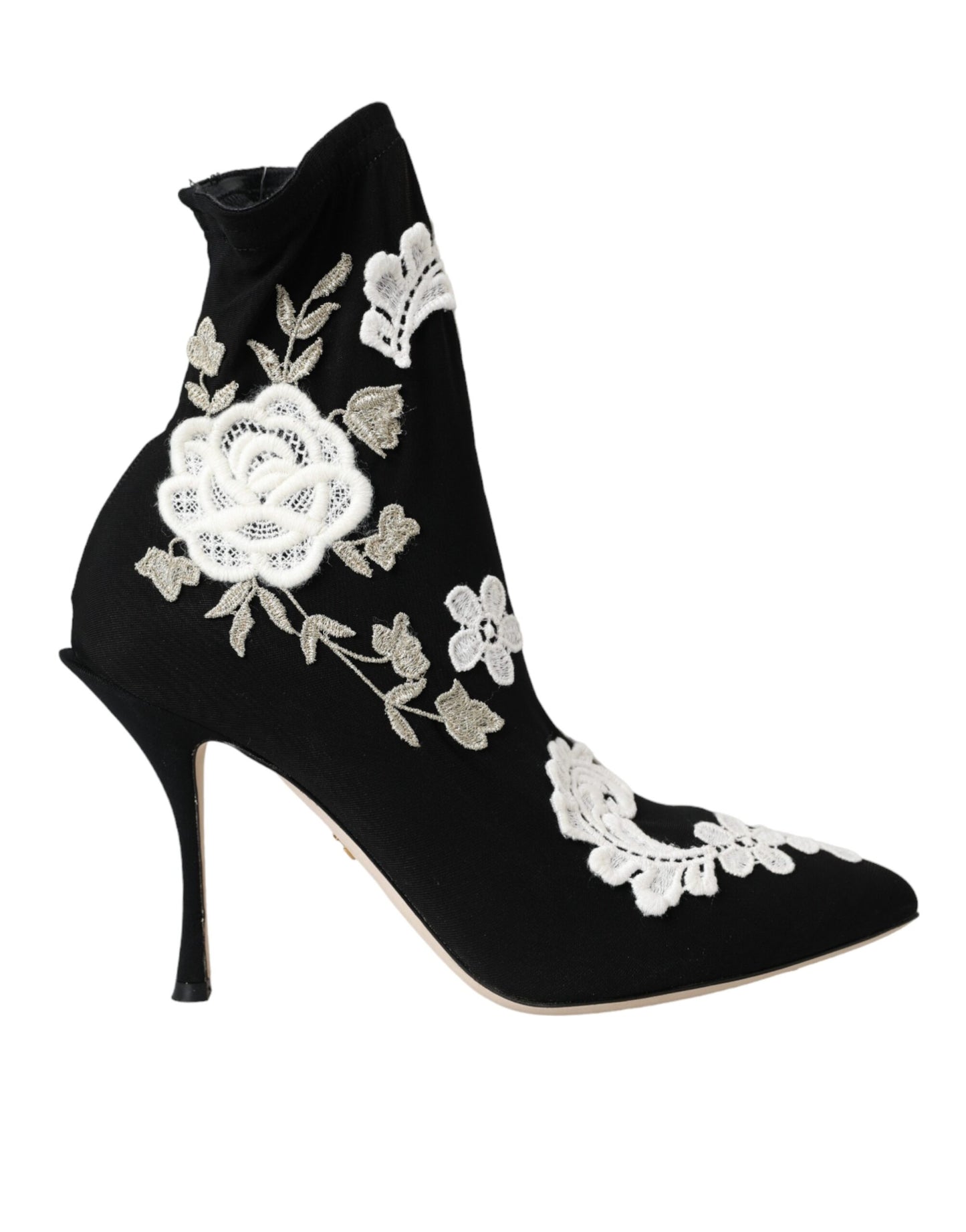 Dolce & Gabbana Dolce & Gabbana Black White Embroidery Slip On Boots Shoes/EU41/US10.5/Black and White