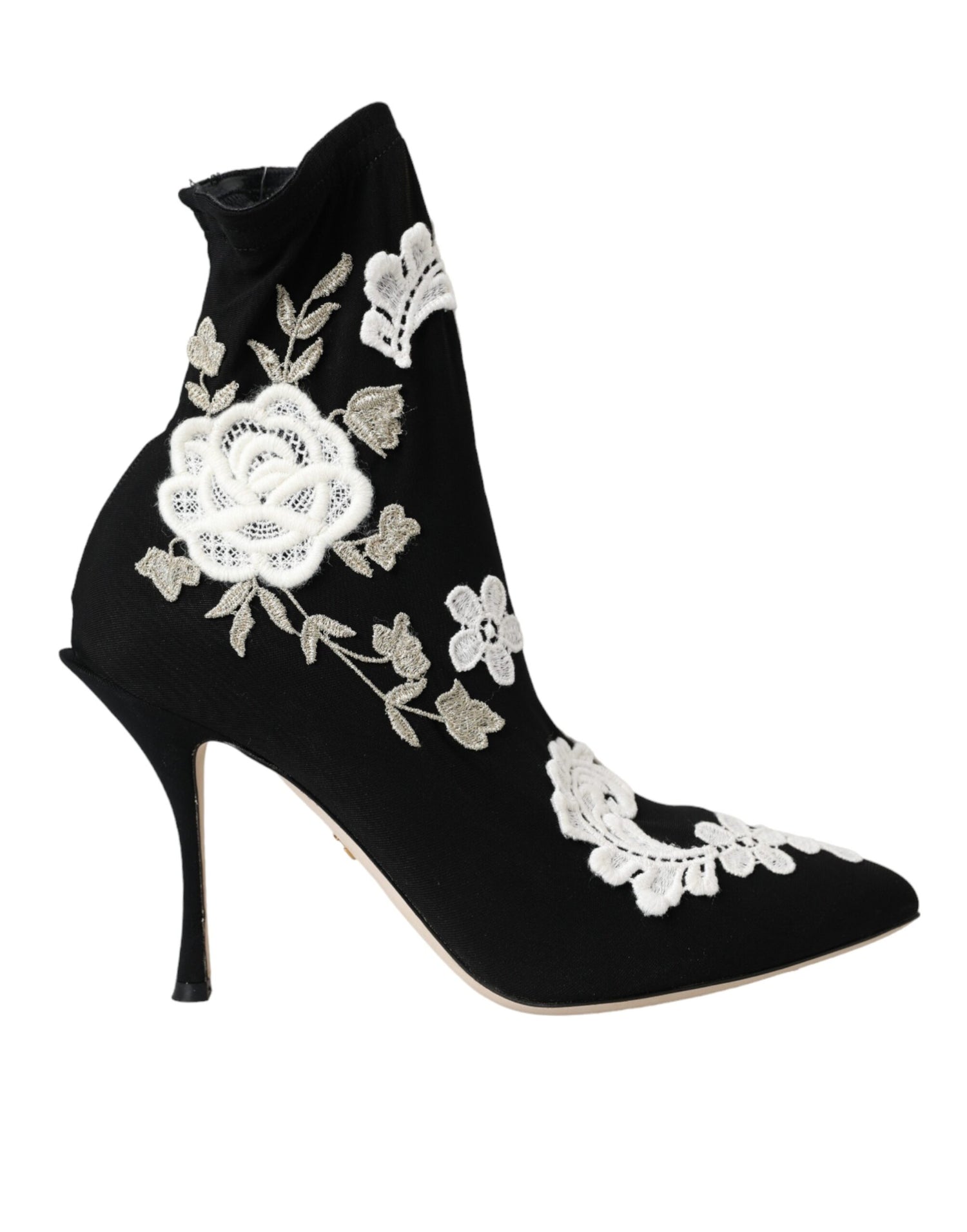 Dolce &amp; Gabbana Dolce &amp; Gabbana Black White Embroidery Slip On Boots Shoes/EU41/US10.5/Black and White