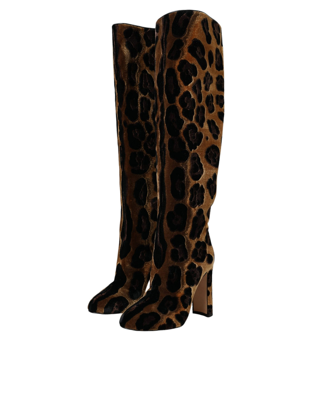 Dolce &amp; Gabbana Dolce &amp; Gabbana Brown Giraffe Velvet Leather Boots Shoes/EU38/US7.5/Brown