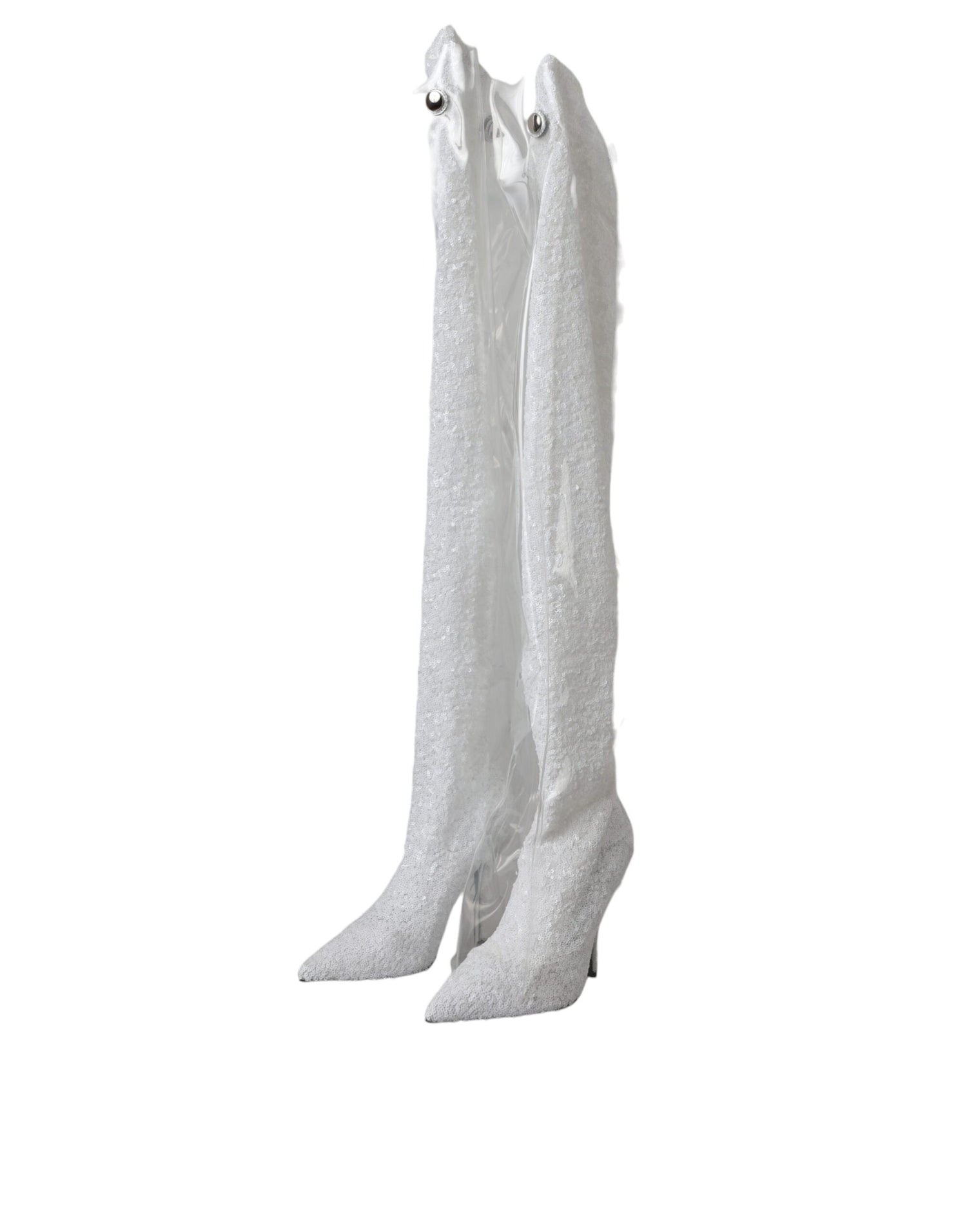 Dolce &amp; Gabbana Dolce &amp; Gabbana White Heels Stiletto Knee High Boots Shoes/EU36/US5.5/White