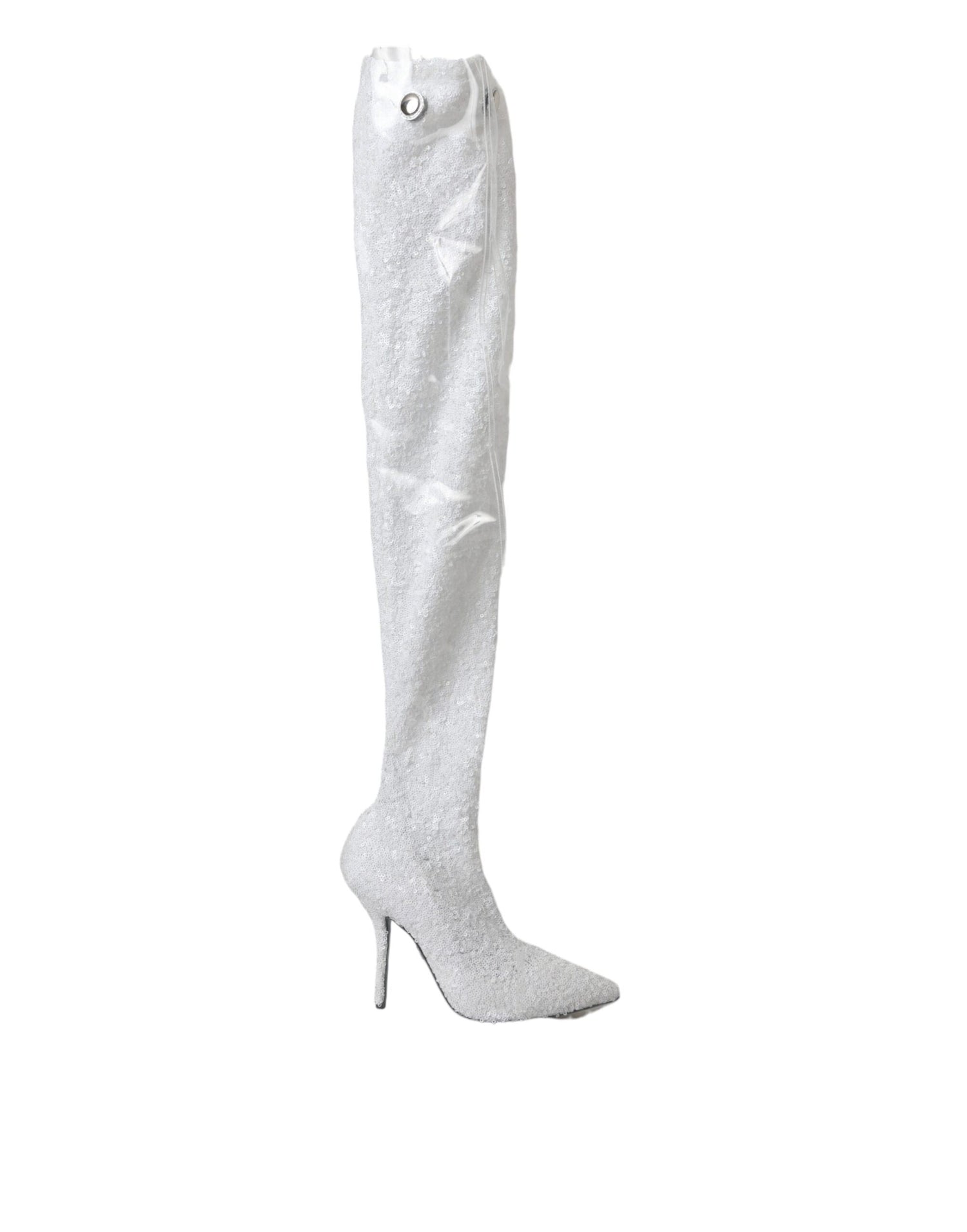 Dolce &amp; Gabbana Dolce &amp; Gabbana White Heels Stiletto Knee High Boots Shoes/EU39/US8.5/White