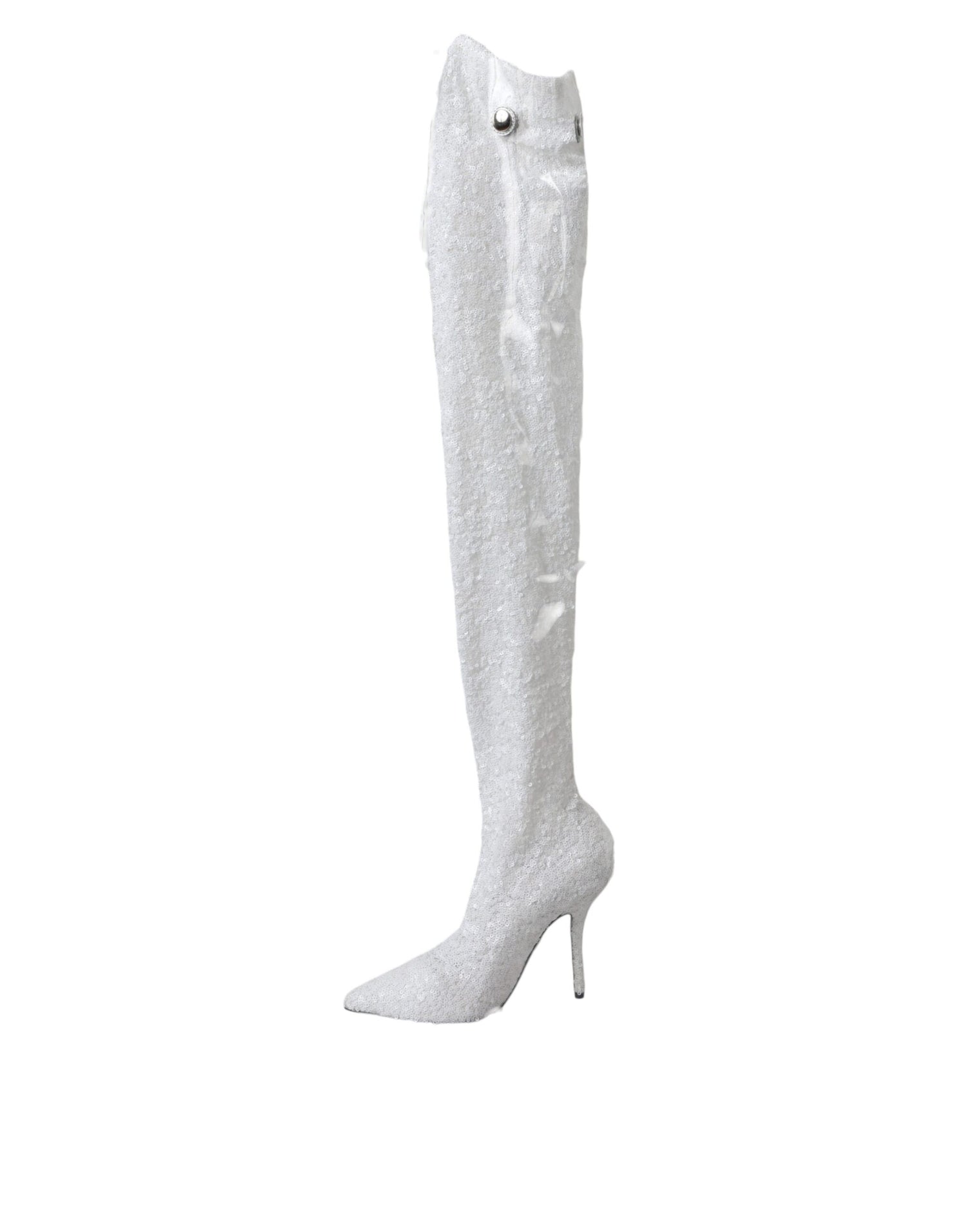 Dolce &amp; Gabbana Dolce &amp; Gabbana White Heels Stiletto Knee High Boots Shoes/EU36/US5.5/White