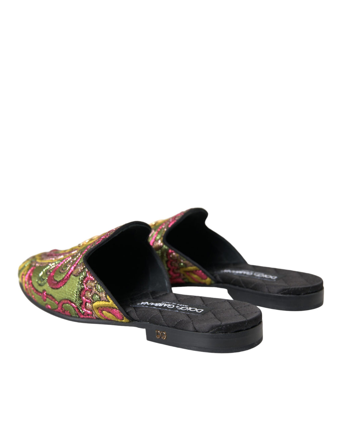 Dolce &amp; Gabbana Dolce &amp; Gabbana Multicolor Brocade DG Logo Mule Flat Sandals Shoes/EU39/US8.5/Multicolor