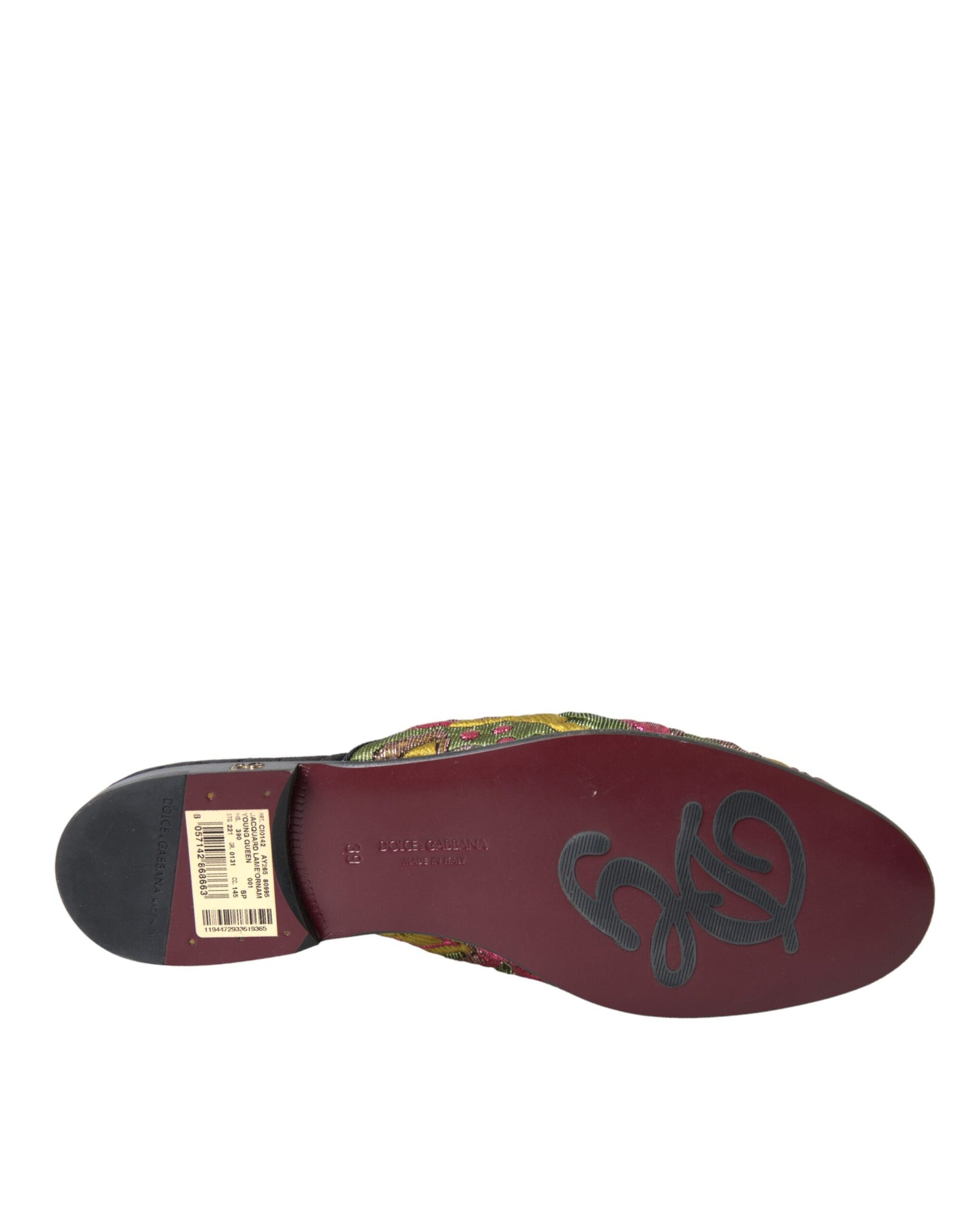 Dolce &amp; Gabbana Dolce &amp; Gabbana Multicolor Brocade DG Logo Mule Flat Sandals Shoes/EU39/US8.5/Multicolor