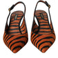 Dolce & Gabbana Dolce & Gabbana Black Orange Zebra Leather Slingbacks Shoes/EU36/US5.5/Orange