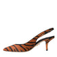 Dolce & Gabbana Dolce & Gabbana Black Orange Zebra Leather Slingbacks Shoes/EU36/US5.5/Orange