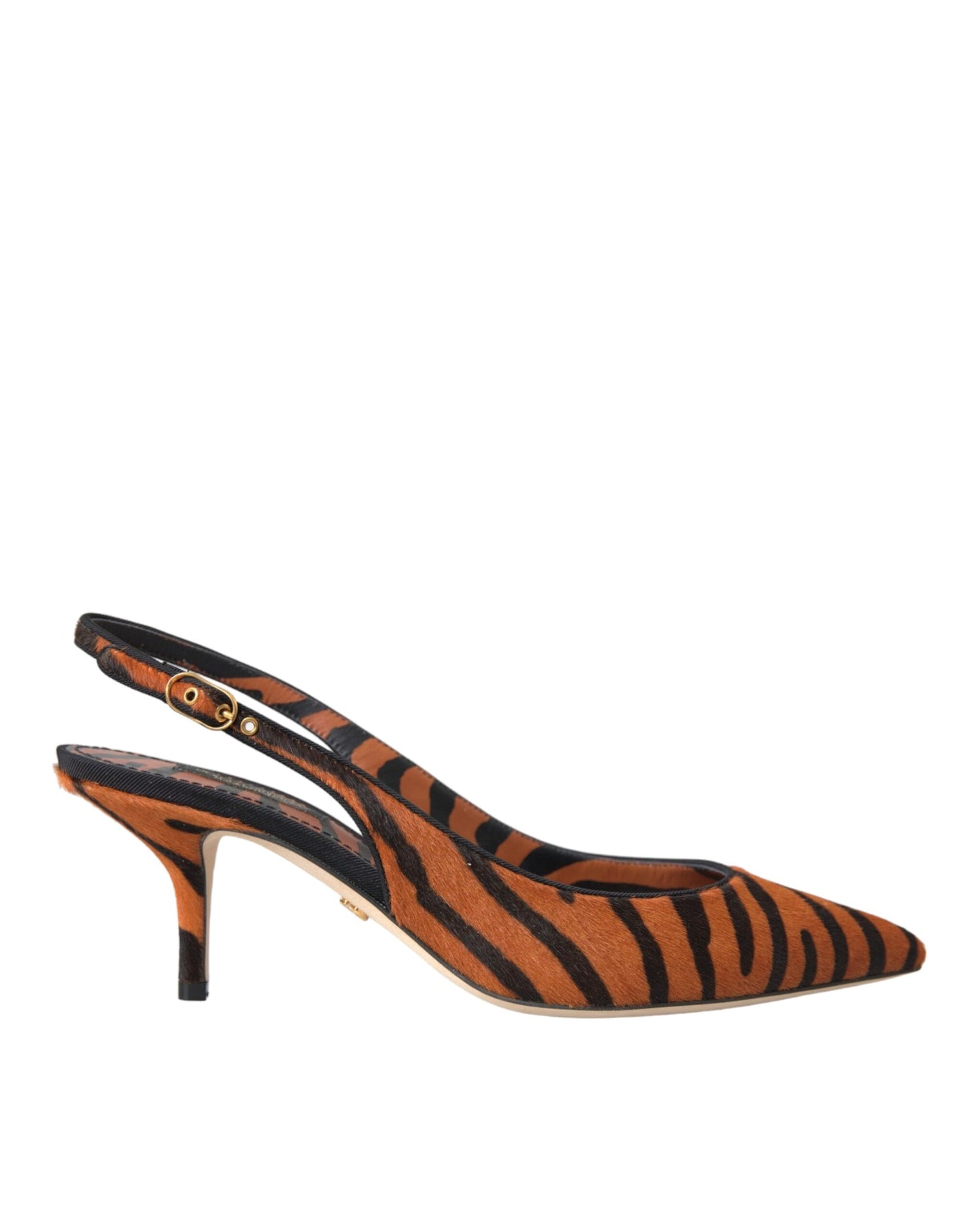 Dolce &amp; Gabbana Dolce &amp; Gabbana Black Orange Zebra Leather Slingbacks Shoes/EU36/US5.5/Orange