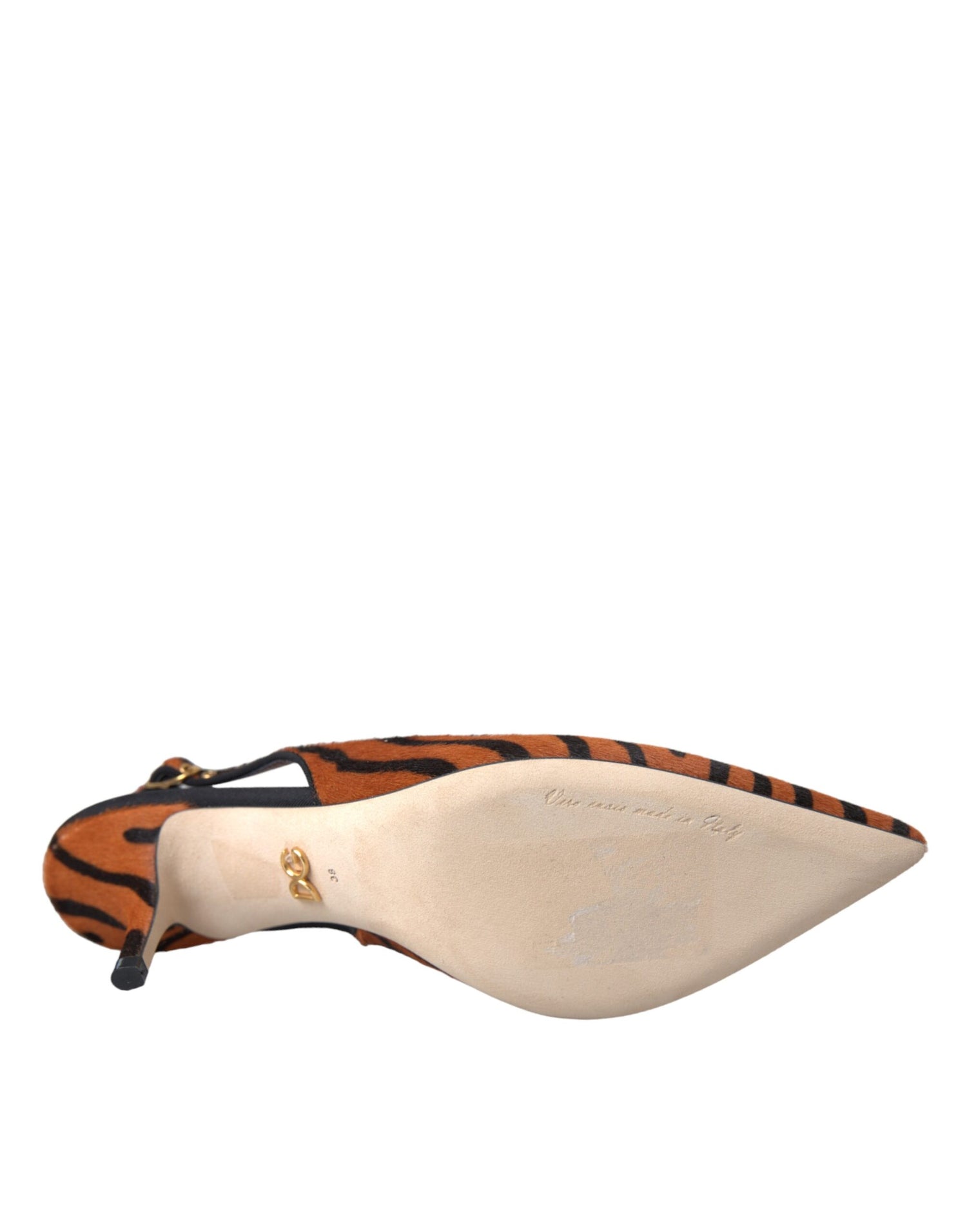 Dolce &amp; Gabbana Dolce &amp; Gabbana Black Orange Zebra Leather Slingbacks Shoes/EU36/US5.5/Orange
