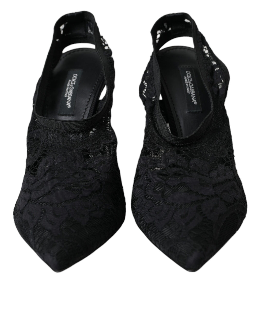 Dolce &amp; Gabbana Dolce &amp; Gabbana Black Lace Stretch Heels Slingbacks Shoes/EU36/US5.5/Black