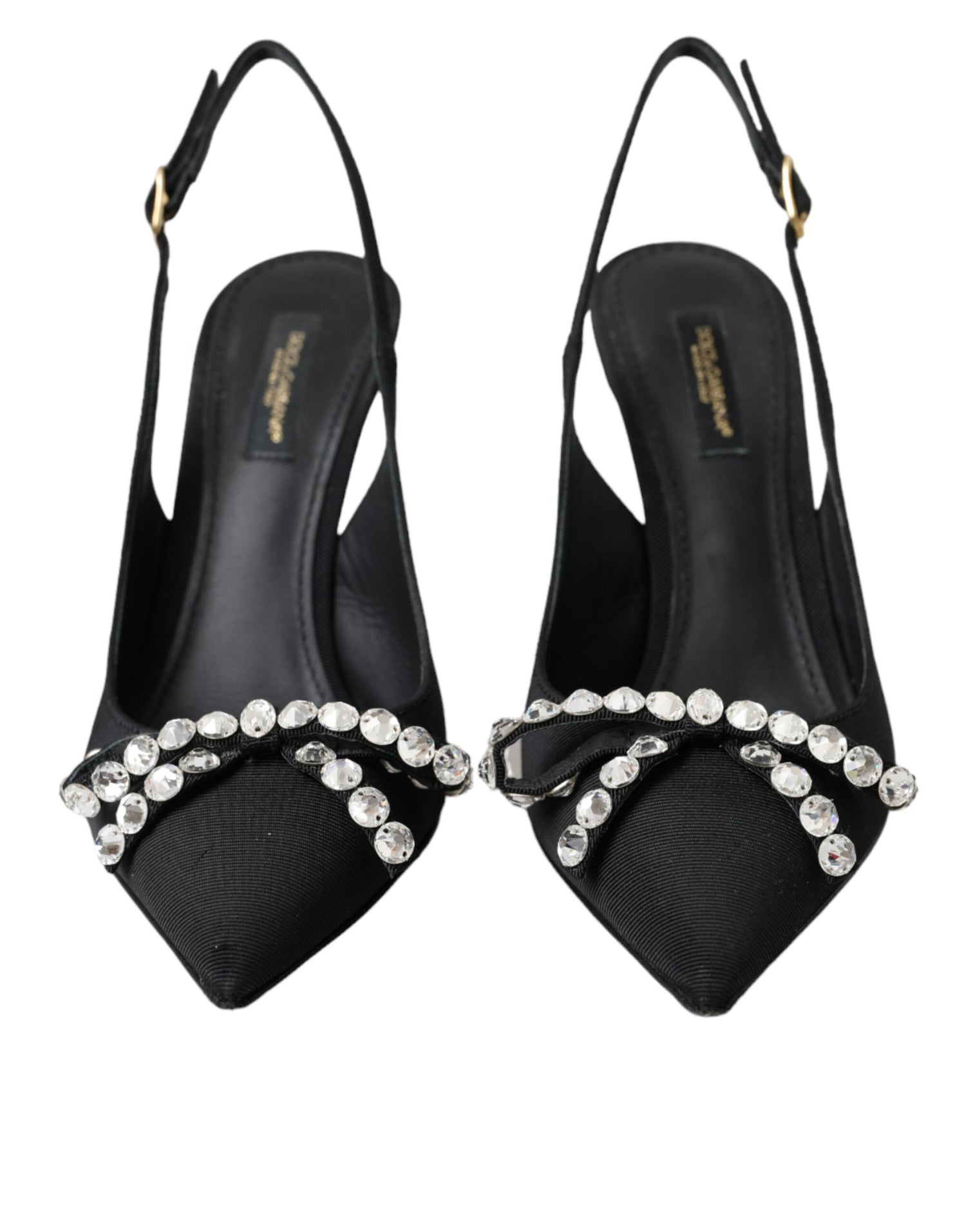 Dolce &amp; Gabbana Dolce &amp; Gabbana Black Crystal Embellished Slingback Shoes/EU37/US6.5/Black