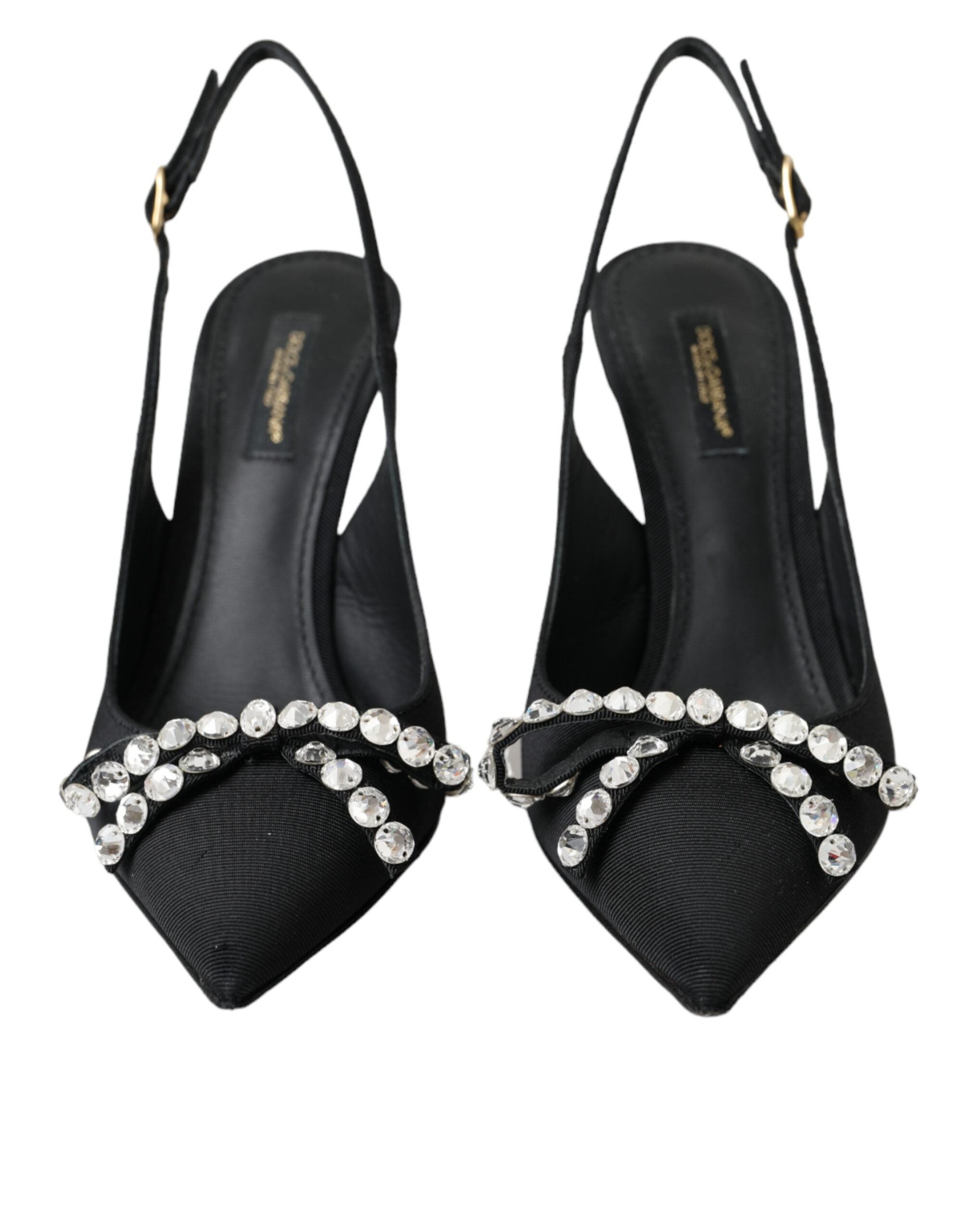 Dolce &amp; Gabbana Dolce &amp; Gabbana Black Crystal Embellished Slingback Shoes/EU37/US6.5/Black