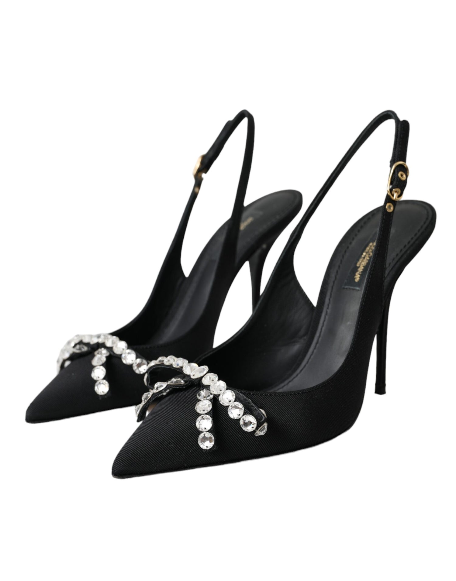 Dolce &amp; Gabbana Dolce &amp; Gabbana Black Crystal Embellished Slingback Shoes/EU37/US6.5/Black