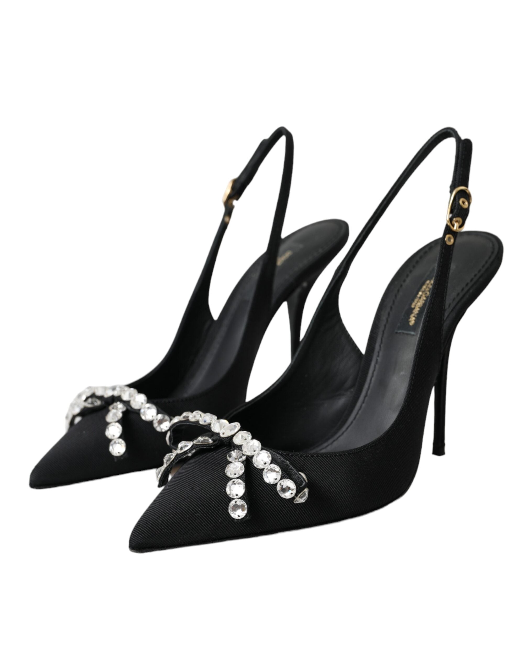 Dolce &amp; Gabbana Dolce &amp; Gabbana Black Crystal Embellished Slingback Shoes/EU37/US6.5/Black