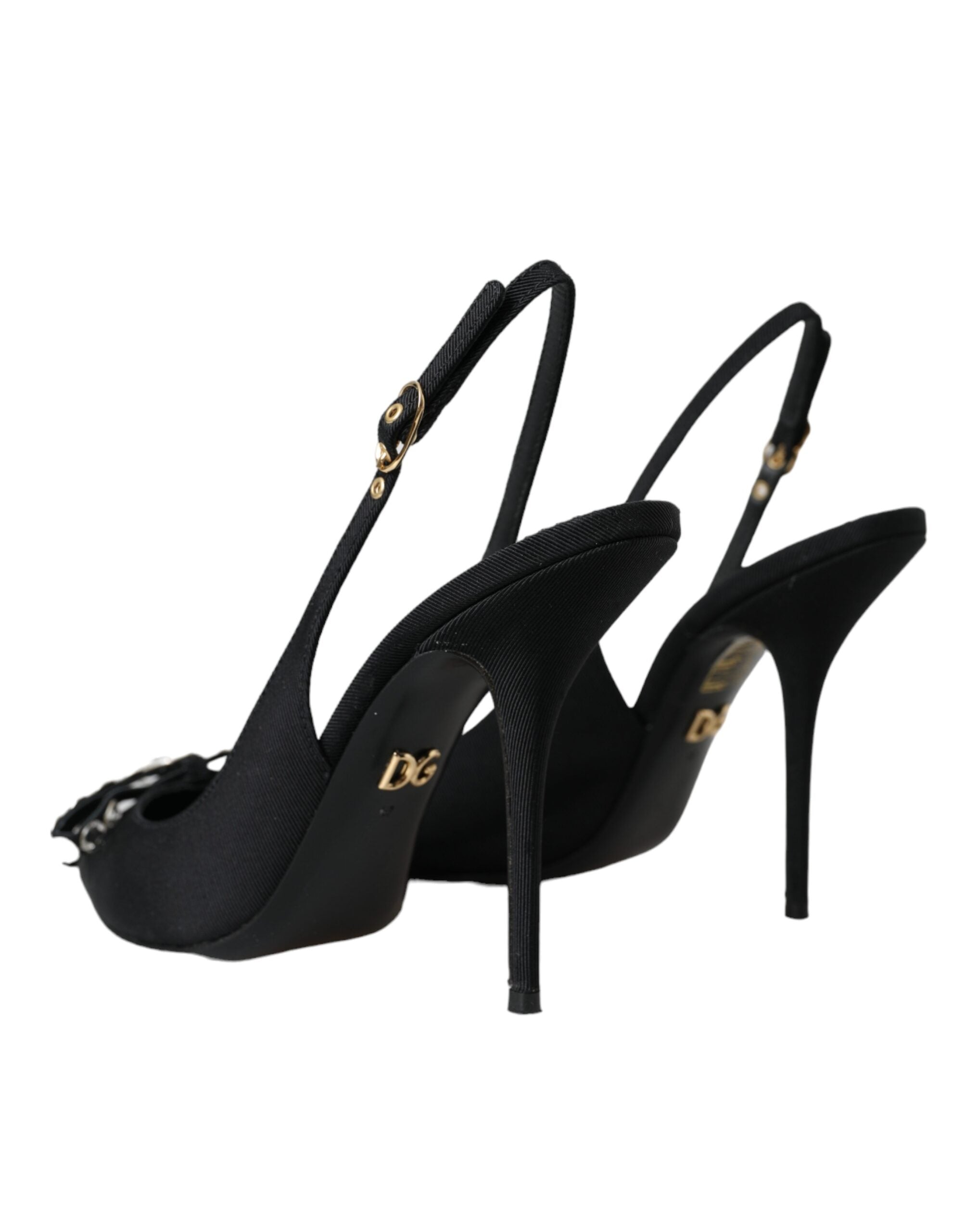 Dolce &amp; Gabbana Dolce &amp; Gabbana Black Crystal Embellished Slingback Shoes/EU37/US6.5/Black
