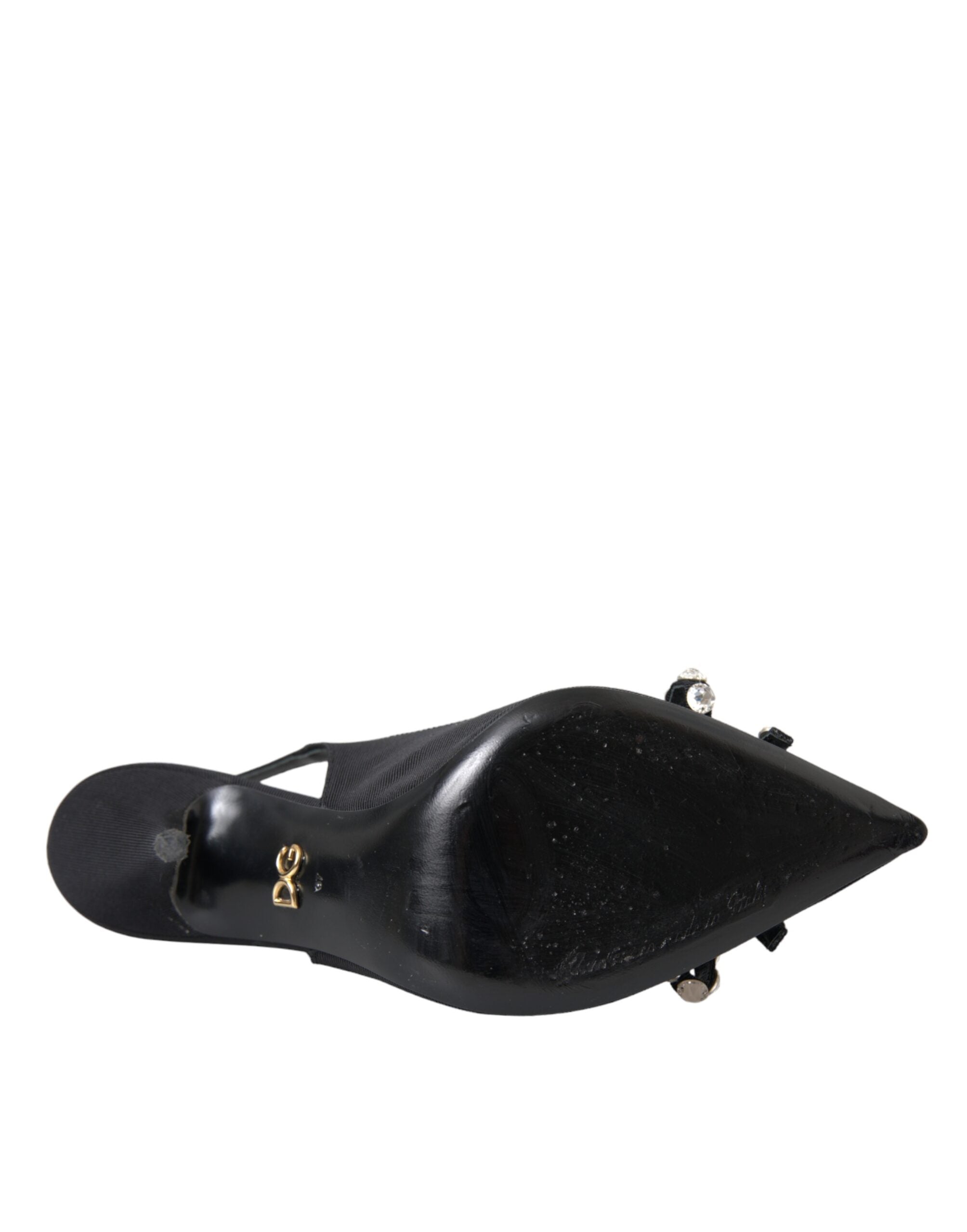 Dolce &amp; Gabbana Dolce &amp; Gabbana Black Crystal Embellished Slingback Shoes/EU37/US6.5/Black