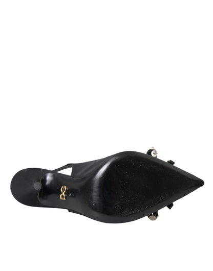 Dolce &amp; Gabbana Dolce &amp; Gabbana Black Crystal Embellished Slingback Shoes/EU37/US6.5/Black