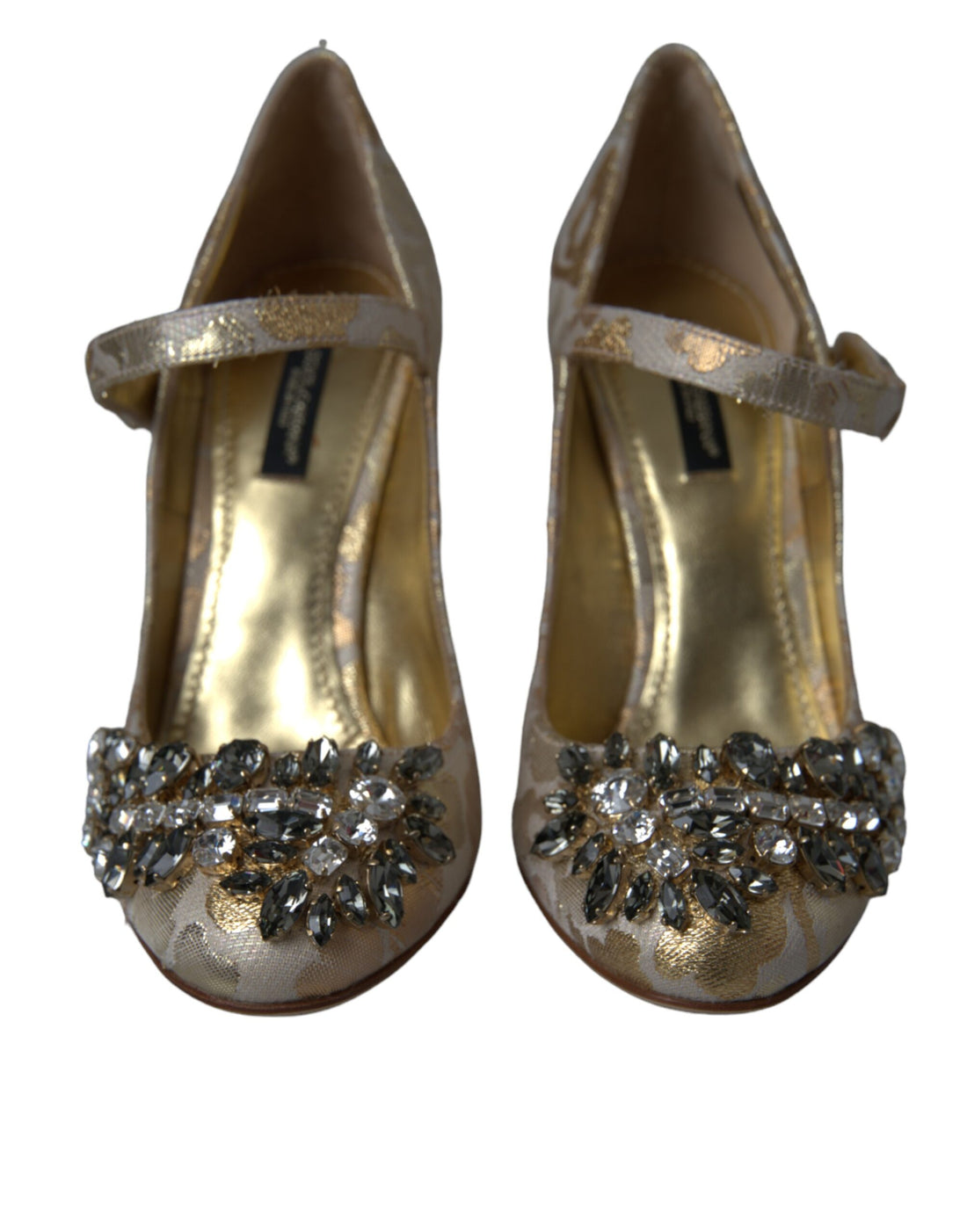 Dolce &amp; Gabbana Dolce &amp; Gabbana Gold Jacquard Crystal Mary Janes Pumps Shoes/EU36.5/US6/Gold