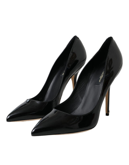 Dolce &amp; Gabbana Dolce &amp; Gabbana Black Patent Leather Bellucci Pumps Heels Shoes/EU39/US8.5/Black