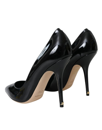 Dolce &amp; Gabbana Dolce &amp; Gabbana Black Patent Leather Bellucci Pumps Heels Shoes/EU39/US8.5/Black