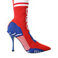 Dolce & Gabbana Dolce & Gabbana Red Blue Stretch Sock Style Ankle Boots Logo Shoes/EU36.5/US6/Multicolor