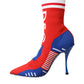 Dolce & Gabbana Dolce & Gabbana Red Blue Stretch Sock Style Ankle Boots Logo Shoes/EU36.5/US6/Multicolor