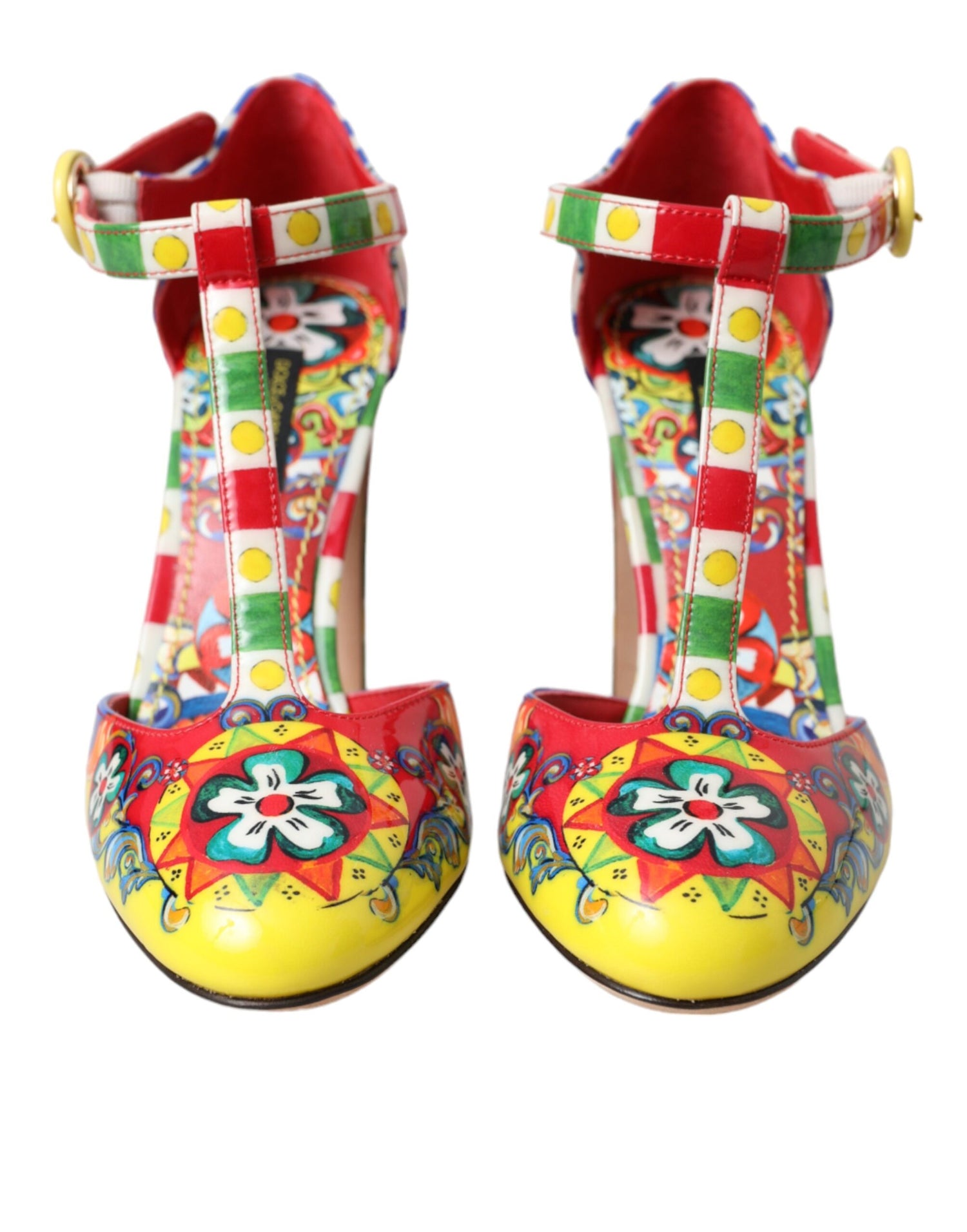 Dolce &amp; Gabbana Dolce &amp; Gabbana Multicolor Carretto T-strap Sandals Shoes/EU35/US4.5/Multicolor