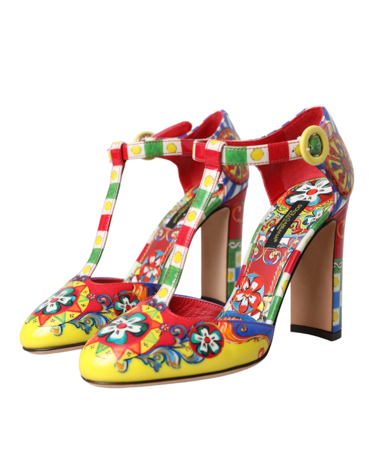 Dolce &amp; Gabbana Dolce &amp; Gabbana Multicolor Carretto T-strap Sandals Shoes/EU35/US4.5/Multicolor