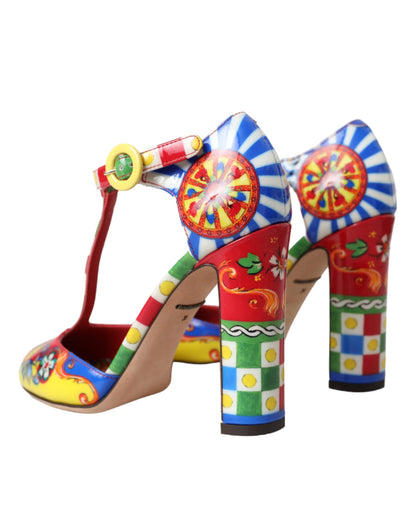 Dolce &amp; Gabbana Dolce &amp; Gabbana Multicolor Carretto T-strap Sandals Shoes/EU35/US4.5/Multicolor