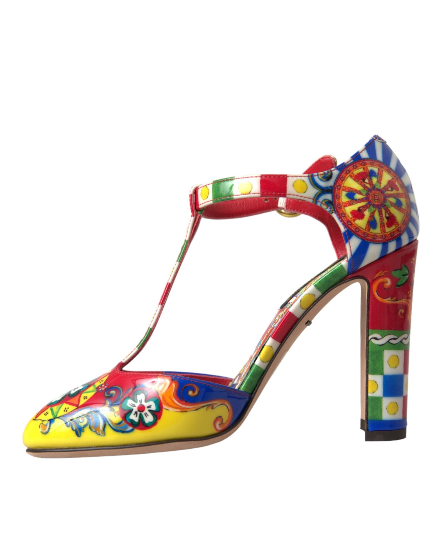 Dolce &amp; Gabbana Dolce &amp; Gabbana Multicolor Carretto T-strap Sandals Shoes/EU35/US4.5/Multicolor