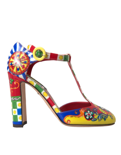 Dolce &amp; Gabbana Dolce &amp; Gabbana Multicolor Carretto T-strap Sandals Shoes/EU35/US4.5/Multicolor