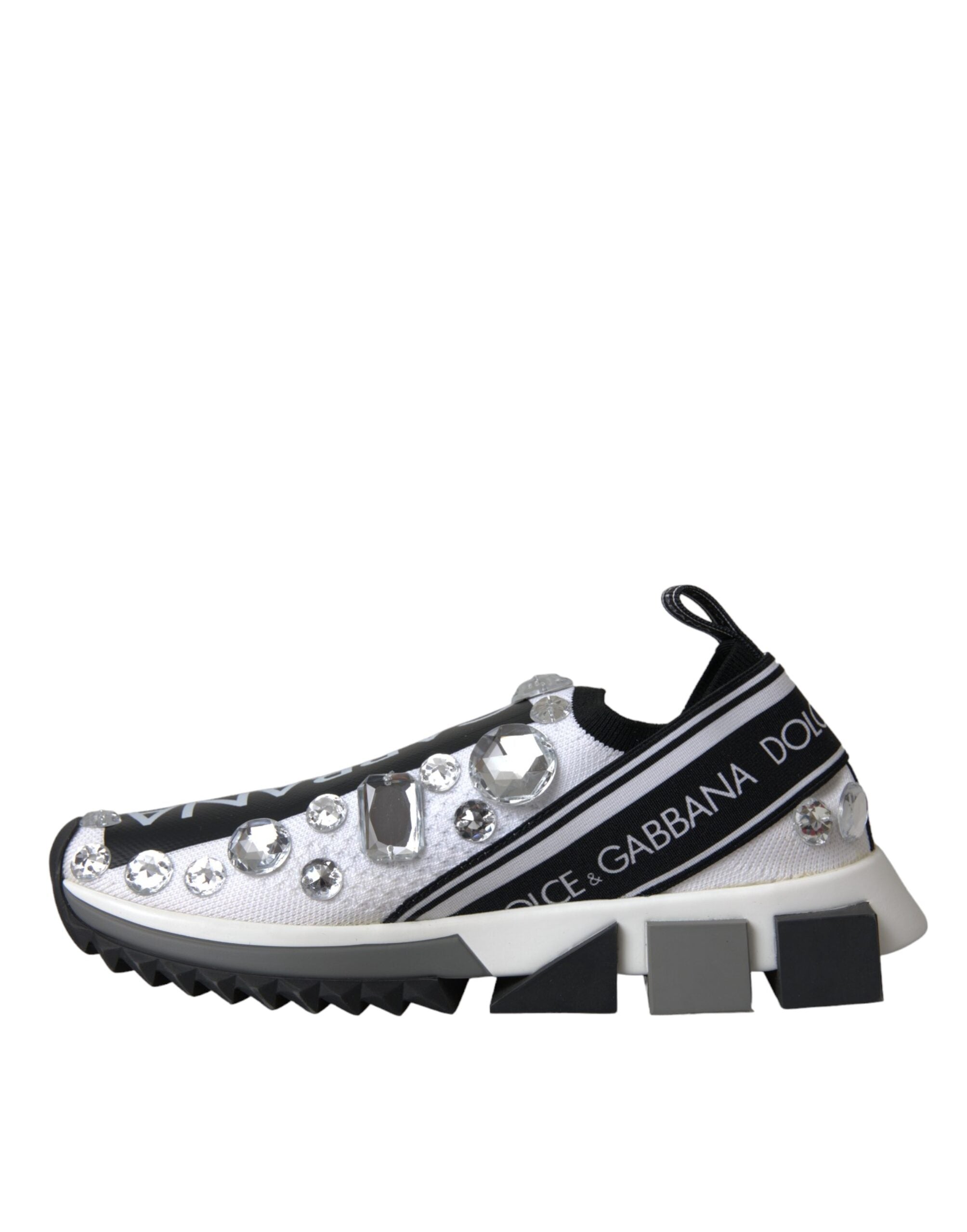 Dolce &amp; Gabbana White Sorrento Crystals Sneakers Shoes/EU37/US6.5/White/