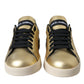 Dolce & Gabbana Dolce & Gabbana Gold Portofino Calf Leather Sneakers Women Shoes/EU40/US9.5/Gold Black