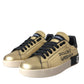 Dolce & Gabbana Dolce & Gabbana Gold Portofino Calf Leather Sneakers Women Shoes/EU40/US9.5/Gold Black