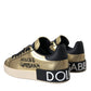 Dolce & Gabbana Dolce & Gabbana Gold Portofino Calf Leather Sneakers Women Shoes/EU40/US9.5/Gold Black