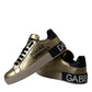 Dolce & Gabbana Dolce & Gabbana Gold Portofino Calf Leather Sneakers Women Shoes/EU40/US9.5/Gold Black