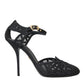 Dolce & Gabbana Dolce & Gabbana Black Mesh Ankle Strap Heels Sandals Shoes/EU39/US8.5/Black