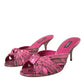 Dolce & Gabbana Dolce & Gabbana Pink Exotic Leather Kitten Heels Slides Shoes/EU38/US7.5/Pink