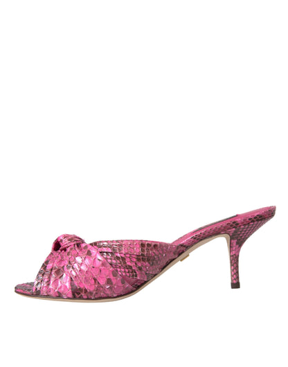 Dolce &amp; Gabbana Dolce &amp; Gabbana Pink Exotic Leather Kitten Heels Slides Shoes/EU38/US7.5/Pink