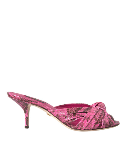 Dolce &amp; Gabbana Dolce &amp; Gabbana Pink Exotic Leather Kitten Heels Slides Shoes/EU38/US7.5/Pink
