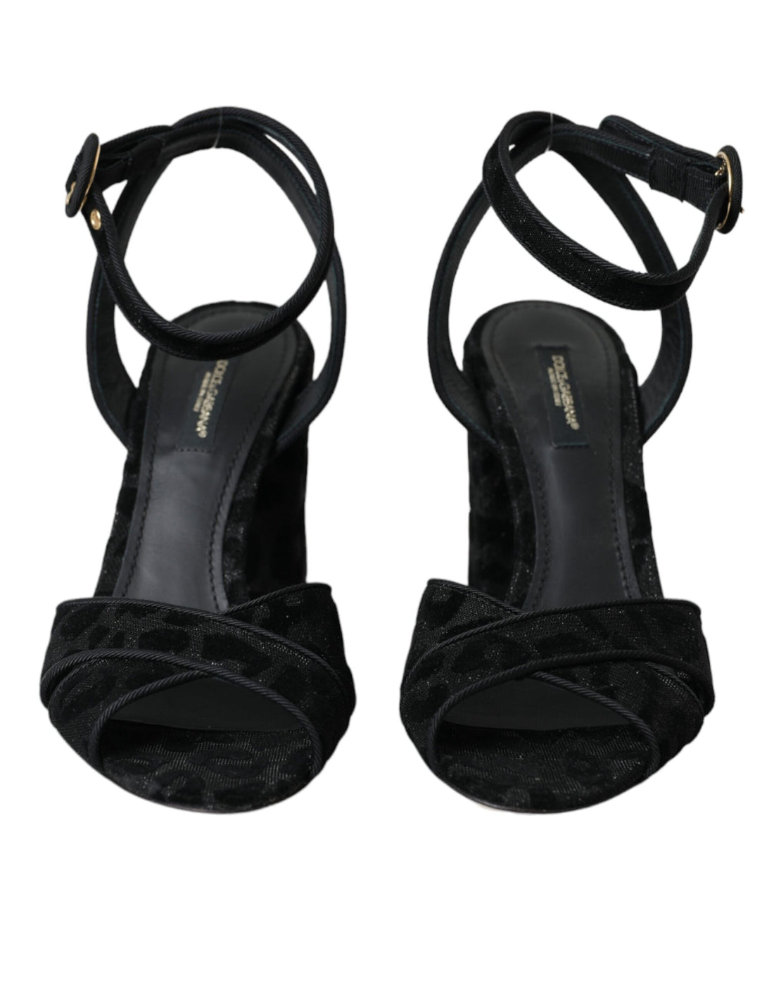 Dolce &amp; Gabbana Dolce &amp; Gabbana Black Leopard Suede Heels Sandals Shoes/EU40.5/US10/Black