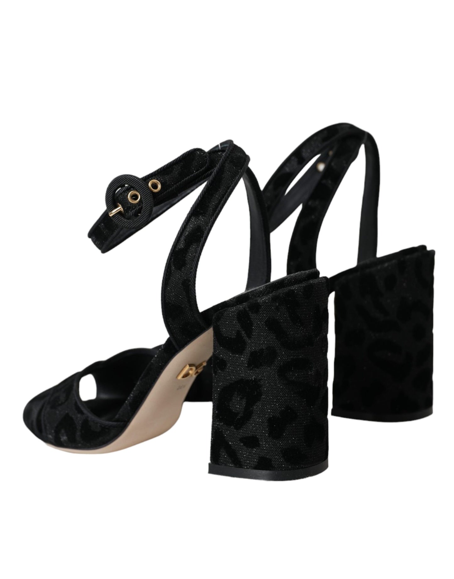 Dolce & Gabbana Dolce & Gabbana Black Leopard Suede Heels Sandals Shoes/EU40.5/US10/Black