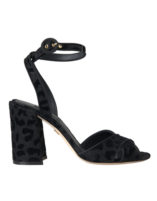 Dolce & Gabbana Dolce & Gabbana Black Leopard Suede Heels Sandals Shoes/EU40.5/US10/Black