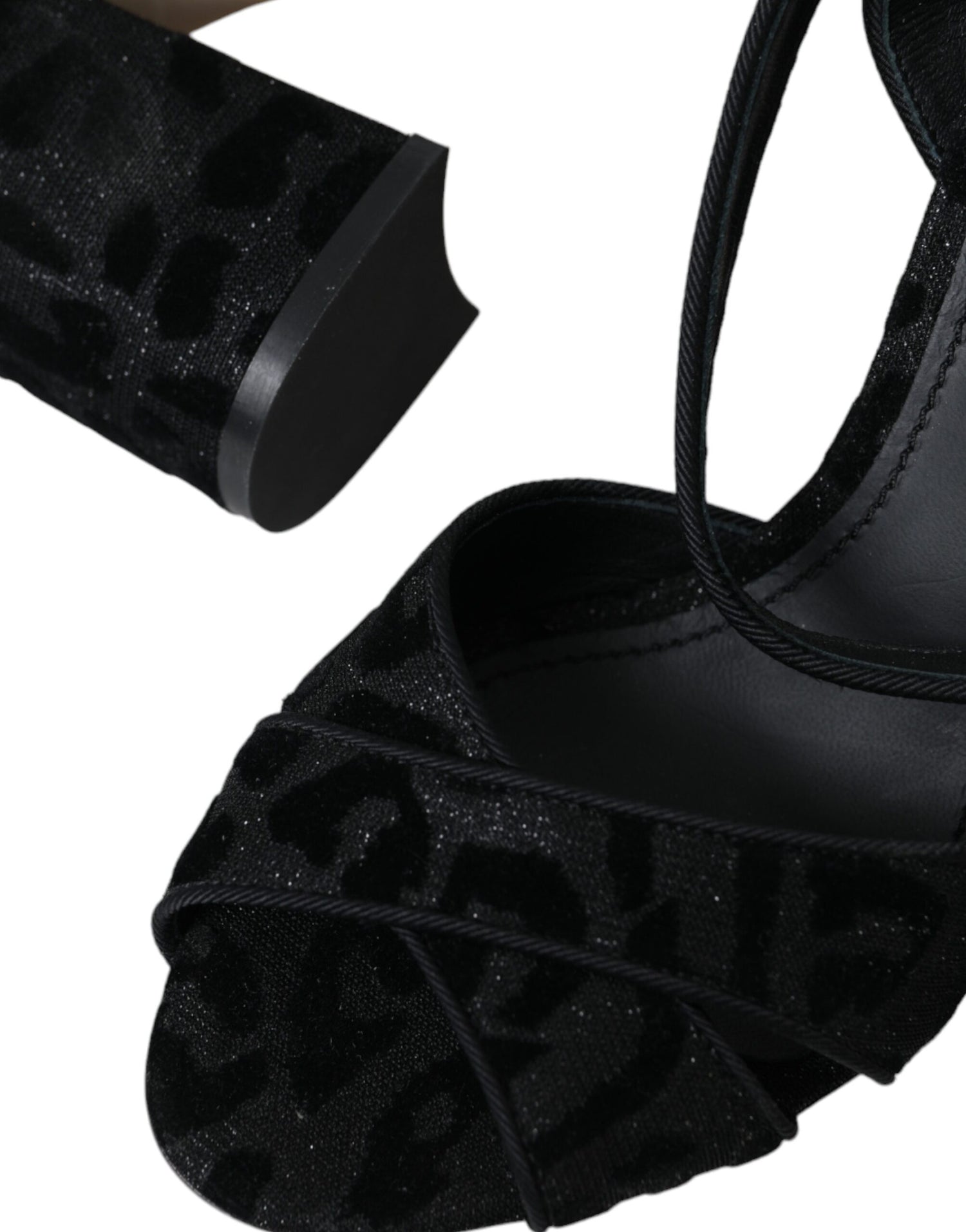 Dolce &amp; Gabbana Dolce &amp; Gabbana Black Leopard Suede Heels Sandals Shoes/EU40.5/US10/Black