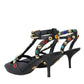 Dolce & Gabbana Dolce & Gabbana Black Leather Embellished Heels Sandal Shoes/EU39/US8.5/Black