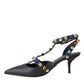 Dolce & Gabbana Dolce & Gabbana Black Leather Embellished Heels Sandal Shoes/EU39/US8.5/Black