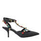 Dolce & Gabbana Dolce & Gabbana Black Leather Embellished Heels Sandal Shoes/EU39/US8.5/Black